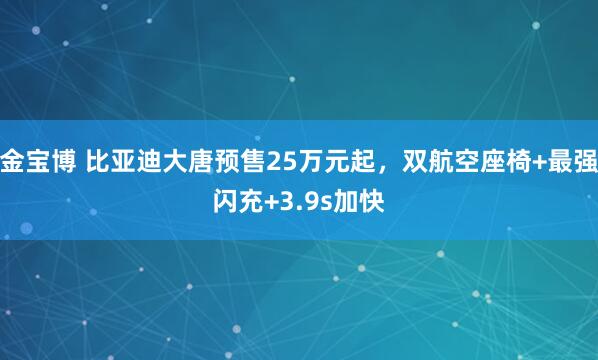 金宝博 比亚迪大唐预售25万元起，双航空座椅+最强闪充+3.9s加快
