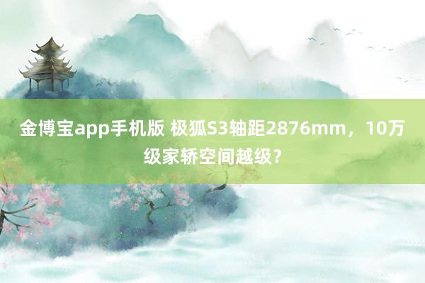 金博宝app手机版 极狐S3轴距2876mm，10万级家轿空间越级？