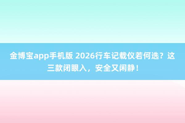 金博宝app手机版 2026行车记载仪若何选？这三款闭眼入，安全又闲静！