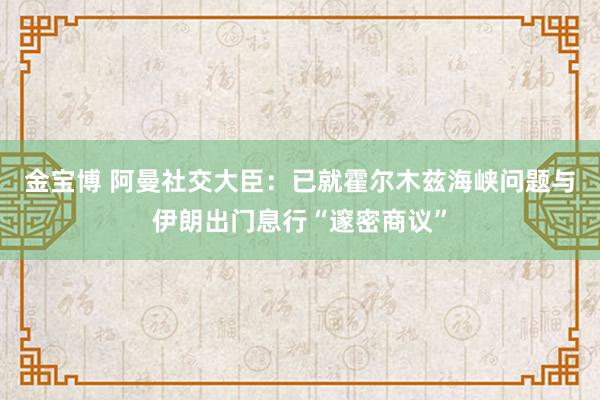 金宝博 阿曼社交大臣：已就霍尔木兹海峡问题与伊朗出门息行“邃密商议”
