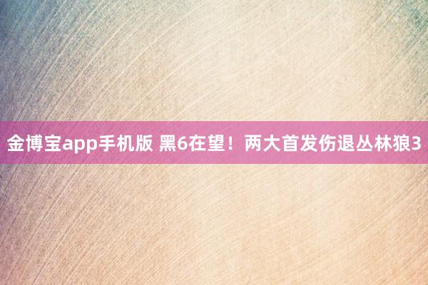 金博宝app手机版 黑6在望！两大首发伤退丛林狼3