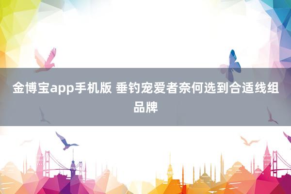 金博宝app手机版 垂钓宠爱者奈何选到合适线组品牌