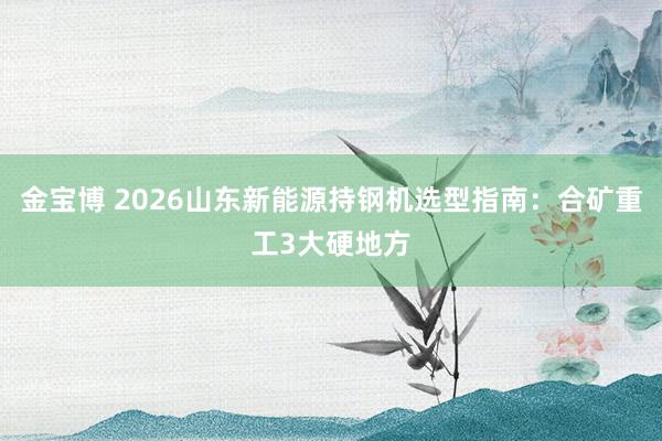 金宝博 2026山东新能源持钢机选型指南：合矿重工3大硬地方