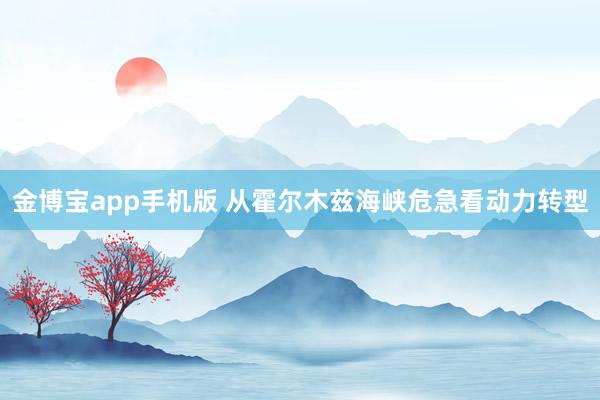 金博宝app手机版 从霍尔木兹海峡危急看动力转型