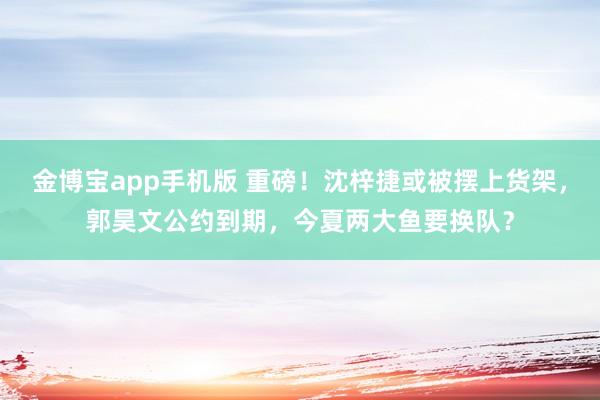 金博宝app手机版 重磅！沈梓捷或被摆上货架，郭昊文公约到期，今夏两大鱼要换队？