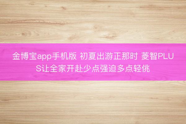 金博宝app手机版 初夏出游正那时 菱智PLUS让全家开赴少点强迫多点轻佻